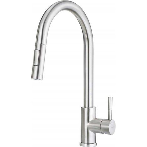 Deante Lima grifo de cocina plateado con caño extraíble