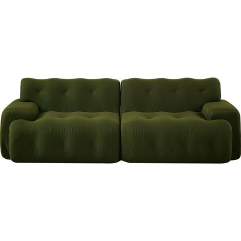 CAIziCanapé Cloud, grand canapé 2 places surdimensionné – larges accoudoirs et design moderne avec boutonnières. Canapé galbé, adapté au salon et aux appartements. Aucun montage requis. Vert (1/5)