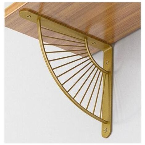 BUNTHAUS (Or) Support Triangulaire Flottant, 2 Pièces Support D'étagère Forme D'éventail, Supports d'Angle en Fer Muraux, Renfort d'Angle de Support d'Étagère pour Étagere Murale en Fer Supports (1/5)