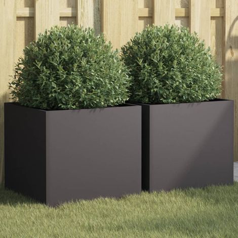 vidaXL Fioriere 2 pz Nere 42x40x39 cm in Acciaio