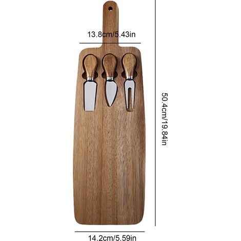 Planche à découper en bois, plateau à fromage, ustensiles à fromage et plat de service pour la cuisine, les pendaisons de crémaillère, les mariages, les fêtes ou pour une présentation élégante lors d' (1/4)