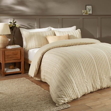 Housse de Couette Stripe Design Minimaliste capitonné avec Tissu Doux au Toucher et Finition Facile d'entretien Lin Simple (1/3)