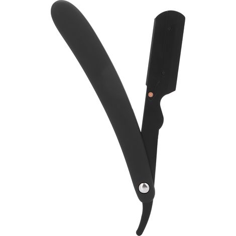 Rasoir droit professionnel à manche pliable pour salon de coiffure - Finition noire (lame non incluse) (1/5)