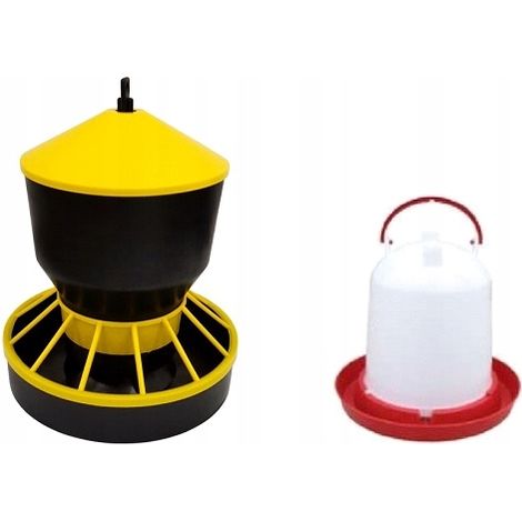Set für Hühner: 3-Liter-Tränke + 6-kg-Futtertrog