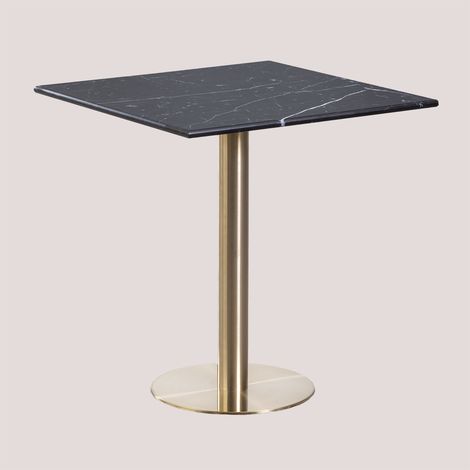 SKLUM Quadratischer Bartisch aus Cosmopolitan Marmor  &x2194&xFE0E 70 cm         Champagner-Gold           Schwarz             