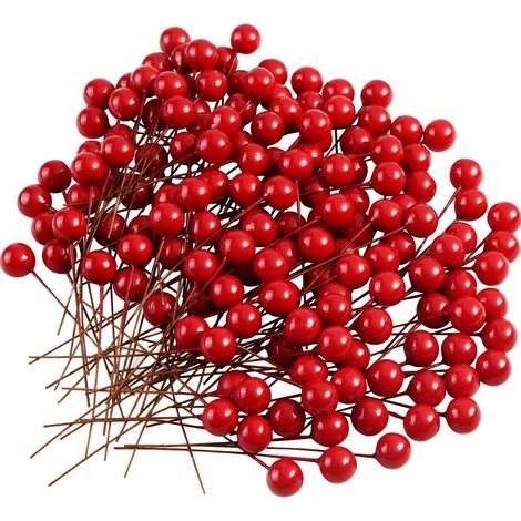 150 Pieces Christmas Holly Berries Artificial Berries for Christmas Wreath Decorations Garland Making Supplies Christmas Party Decoration (1/5)