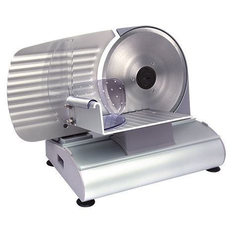 Affettatrice 200W lama 22 cm in acciaio temperato – Regolazione spessore da 0 a 14 mm – Struttura in alluminio estruso – Capacità di taglio 160x180 mm – Reber