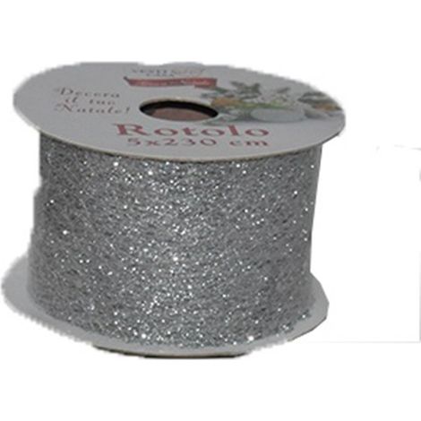 Nastro natalizio argento per albero di Natale addobbi da decorazioni (1/5)