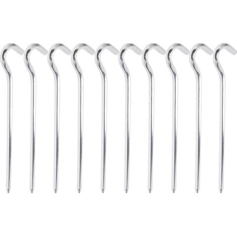 Lot de 10 piquets de tente robustes en alliage d'aluminium avec crochet pour tente de camping/randonnée