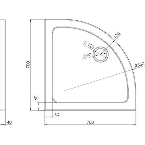 Slim 700 X 700 Quadrant Stone Resin Shower Tray For Wetroom Enclosure (1/2)