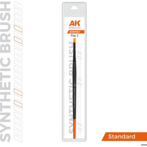 Pinceau synthétique (Flat) - AK INTERACTIVE - Flat - Taille 2 - Pointe fine - Manche ergonomique