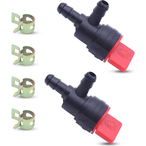 Vanne d'arrêt de carburant 1/4" 90 degrés pour 698181 494539 697944, remplacement pour Tecumseh 35857 - Set de 2 (1/5)