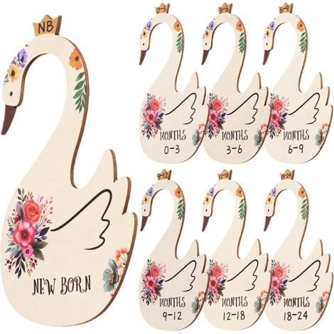 Séparateurs pour Placard Bébé en Bois 7pcs Informations Claires Mois pour Organiser Vêtements Nursery et Closet (1/5)