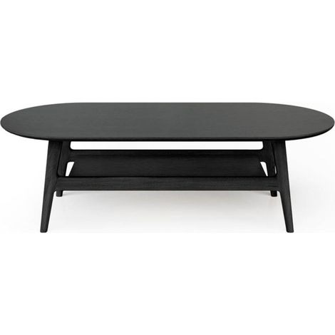 Table Basse en Bois "Courbée" 130cm Noir (1/4)