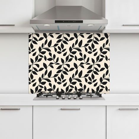 CRÉDENCE CUISINE Elégant - Motif - Noir - Beige 80x60 cm