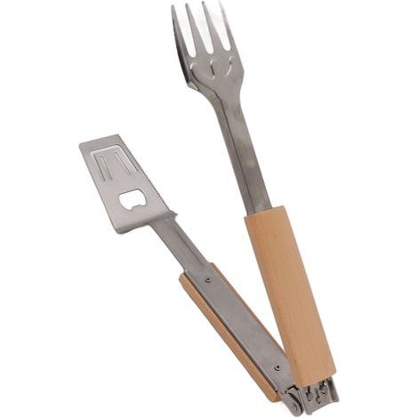 Robustes Mehrzweck-Grillzangen-Set aus Edelstahl mit langem Griff, Pfannenwender, Gabel, Camping- und Buffet-Zubehör (1/5)