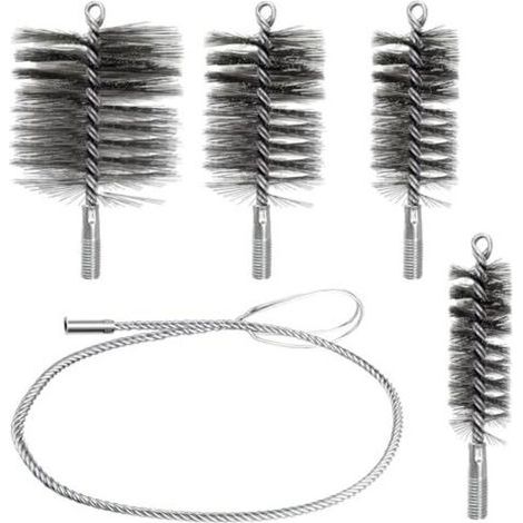 Ensemble de 4 brosses de cheminée, poils résistants, grande facilité d'utilisation, brosse pour le nettoyage des conduits de poêle et l'élimination de la rouille, brosse de nettoyage pour conduits de (1/5)