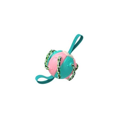 Juguete interactivo para perros, frisbee y balón de fútbol para entrenamiento al aire libre, juguete multifuncional portátil, de plástico, forma única y colores brillantes, rosa - Crezuo