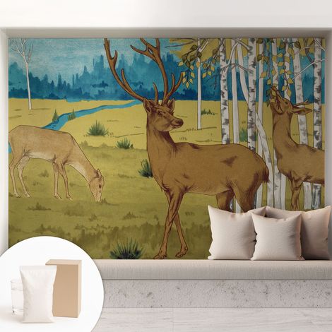 Fototapete - Tapete Vliestapete mit Kleber - Wandtapete Moderne Wandbild Schlafzimmer Wohnzimmer Waldharmonie 208x146 cm (1/5)