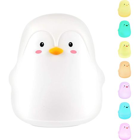 Lampe veilleuse bébé pingouin en silicone doux 7 couleurs LED tactile pour enfants, cadeau de naissance.