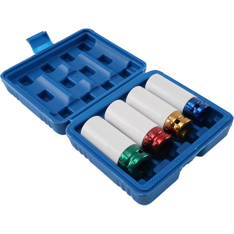 1/2" Drive 6 Point Alloy Wheel Nut Socket Set 17mm 19mm 21mm 22mm Impact Deep (1/5)