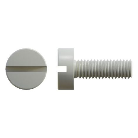 Vis à tête Cylindrique  fendue, Nylon, M2, 6mm ( Prix pour Sachet de 100 )