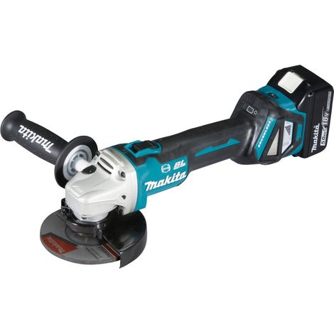 Makita Smerigliatrice angolare a batteria 18 V con 2 batterie 5 Ah e caricabatterie DC18RC (DGA513RTJ) (1/5)