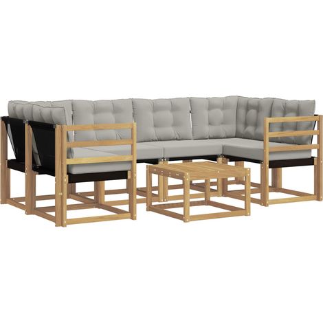 Outdoor Sofa Set with Cushion 7 pcs White and Light Grey vidaXL (1/5)