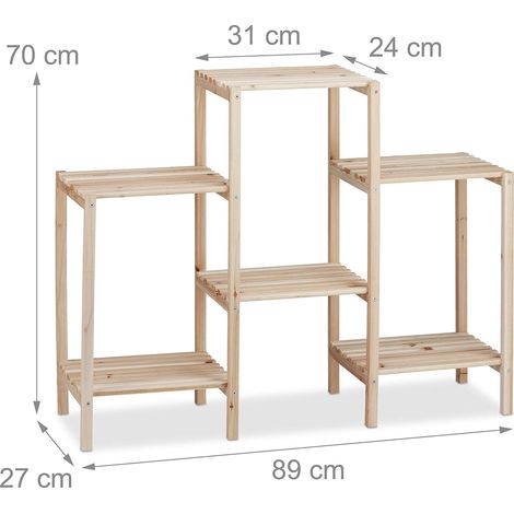 Étagère pour plantes en bois support pot de fleurs en escalier décoration nature (1/2)