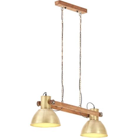 Lampada a sospensione industriale con 2 paralumi 109 x 29 x 29 cm atmosfera accogliente in ferro ottone antico 020046661