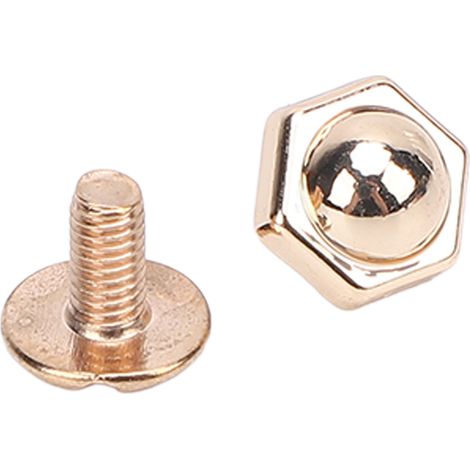 Lot de 50 rivets et goujons de 8 mm en alliage de zinc, vis à tête hexagonale fendue pour la maroquinerie et la décoration de vêtements, couleur or clair. (1/5)