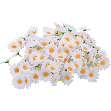 100 petites marguerites artificielles blanches en soie, idéales pour la confection artisanale de petits objets, pour bureaux et mariages.