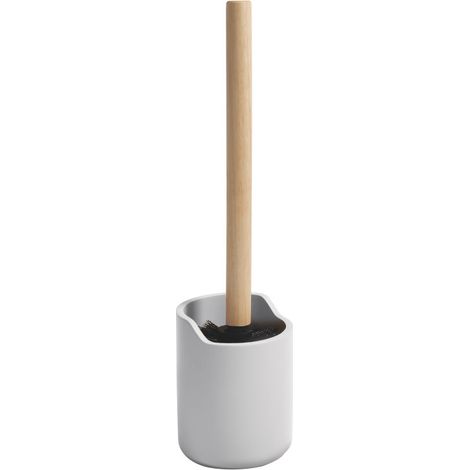 Brosse wc avec support Polyrésine & bois SYBELLA blanc Spirella (1/4)
