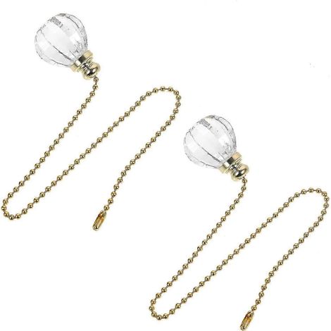 Chaînette de ventilateur compatible avec rallonge, boule ronde en perles de cristal, style moderne, décoration intérieure, matériau fer, lot de 2 (1/5)