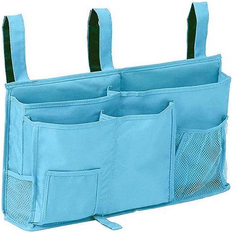 Bunk Bed Storage Bag (Light Blue), Hanging Bed Storage Bag, 8 Pockets, For Student Room Bed, Hospital Bed, Bar (1/5)