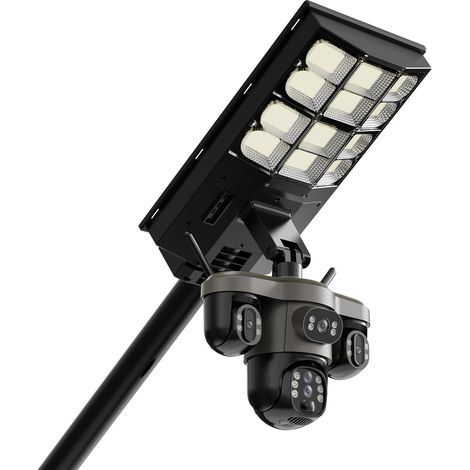 Caméra solaire WiFi 3 objectifs 12MP avec lampe LED de jardin, caméra de surveillance extérieure étanche IP66, rotation 355° pan 90° tilt, zoom numérique 10x, vision nocturne 10m, audio bidirectionnel (1/3)