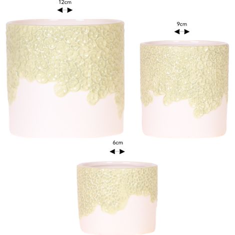 Lot de 3 Cache-pots Décoratifs Vert avec Relief pour Orchidées et Plantes - 6, 9 et 12 cm - PANGIVO (1/5)