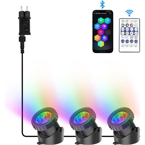 Lampes LED submersibles, 5V à changement de couleur, adaptées à l'éclairage de jardin, terrasse, piscine, fontaine et autres bassins (lot de 3) (1/5)