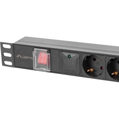 REGLETA LANBERG 1U 16A RACK 19 6X SOCKET SCHUKO NEGRO 2M (1/2)