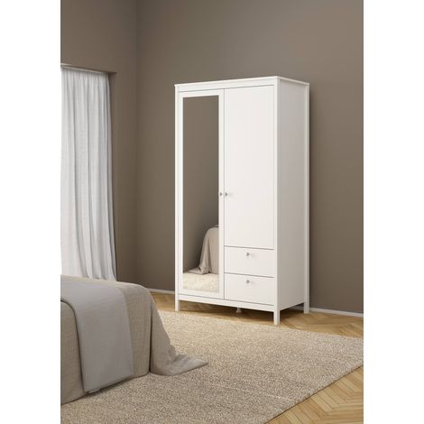 Dmora - Armario 2 puertas Lagertha, Muebles de dormitorio, Vestidor, Armario de ropa, 102x58 h199 cm, Blanco (1/5)