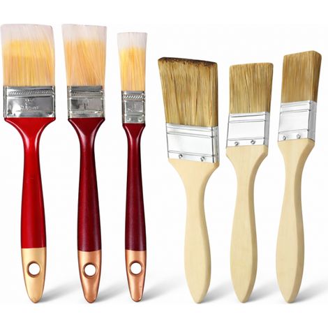 Set 6 Pennelli Pittura e Verniciatura 1" 1,5" 2" Manico Legno 74362+74363