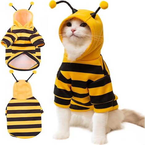 Sweat à capuche imprimé animal - Motif abeille mignon - Pour chats et petits chiens - Vêtements doux et respirants pour animaux de compagnie au printemps (XL) (1/5)