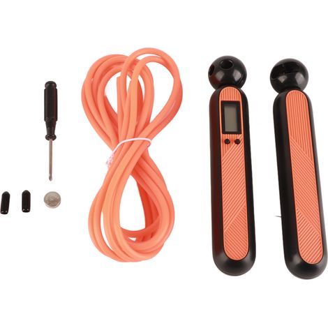 Digital counting jump rope with counter, for fitness and body sculpting, long orange