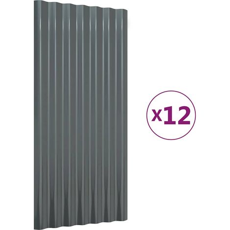 vidaXL Paneles tejado 12 unidades acero galvanizado antracita 80x36 cm (1/2)