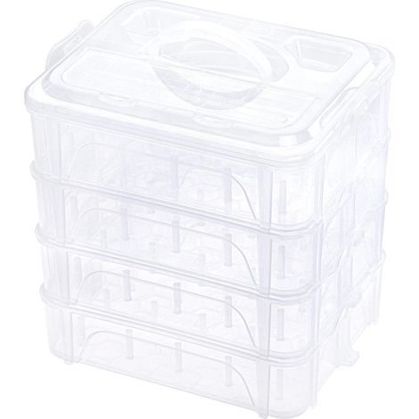 4 Couches Empilable Boîte de Stockage Clair/Organisateur pour contenir 80 bobines de Fil à broder et fil à coudre (Exigence de taille de bobine: Hauteur≤5.6cmLargeur≤4.3cm) (1/5)