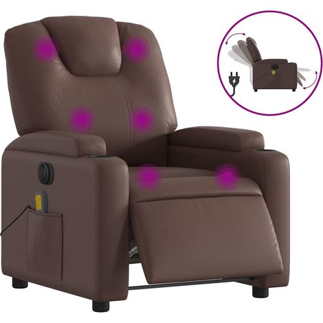 Maison Exclusive - Massagesessel Elektrisch Braun Kunstleder