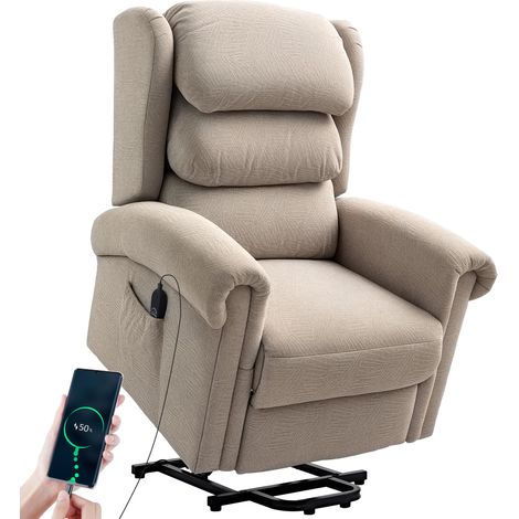 Khaki Velvet Electric Riser Recliner Chair for Ultimate Comfort and Support (1/5)