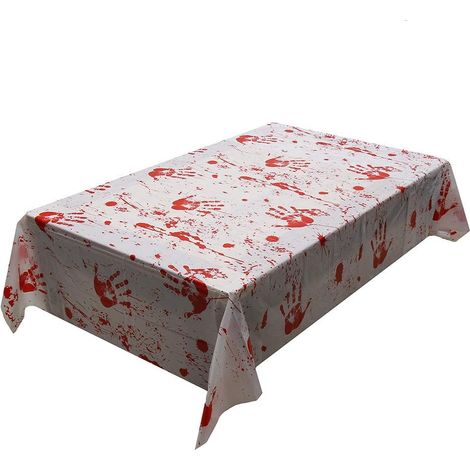 Halloween-Tischdecke, Blutige Tischdecke, Halloween-Partydekoration, Blutige Tischdecke für Halloween-Partys im Freien/in Innenräumen (130 × 260 cm) (1/4)