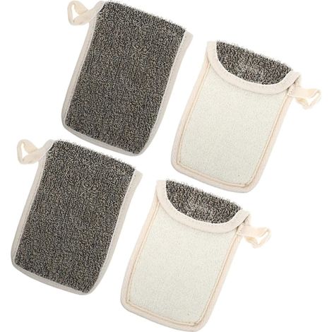 pour savon exfoliant lot de 4 taille moyenne en lin noir (1/5)