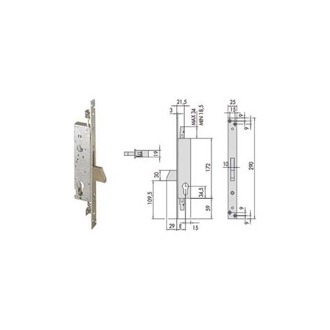 SERRATURA TRIPLICE DA INFILARE PER MONTANTI SOLO CATENACCIO 46820  mm.25 (46820250)    CISA